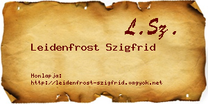 Leidenfrost Szigfrid névjegykártya